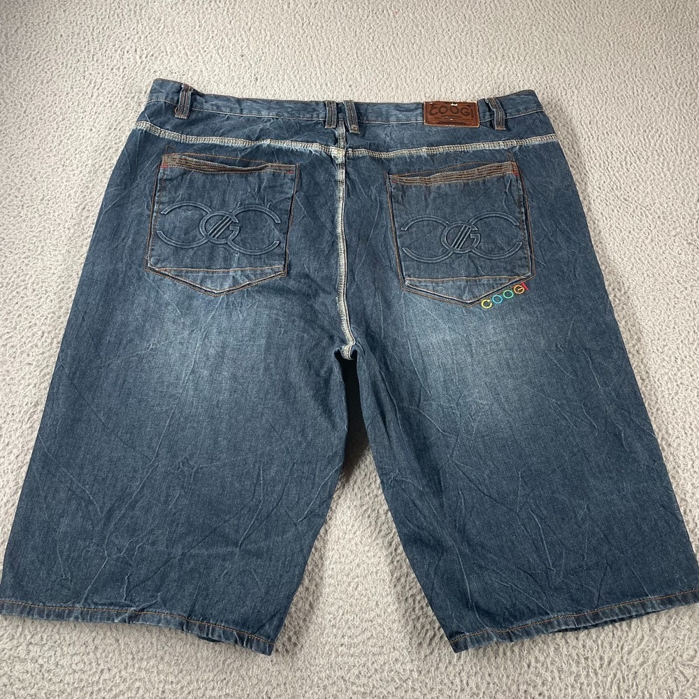 COOGI‎ Y2K Embroidered Mens Denim Shorts Size 50x15.5 Baggy Streetwear